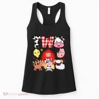 2nd Birthday Two Year Old Farm Theme Animals Birthday Party Women's Tank Top thumb 0
