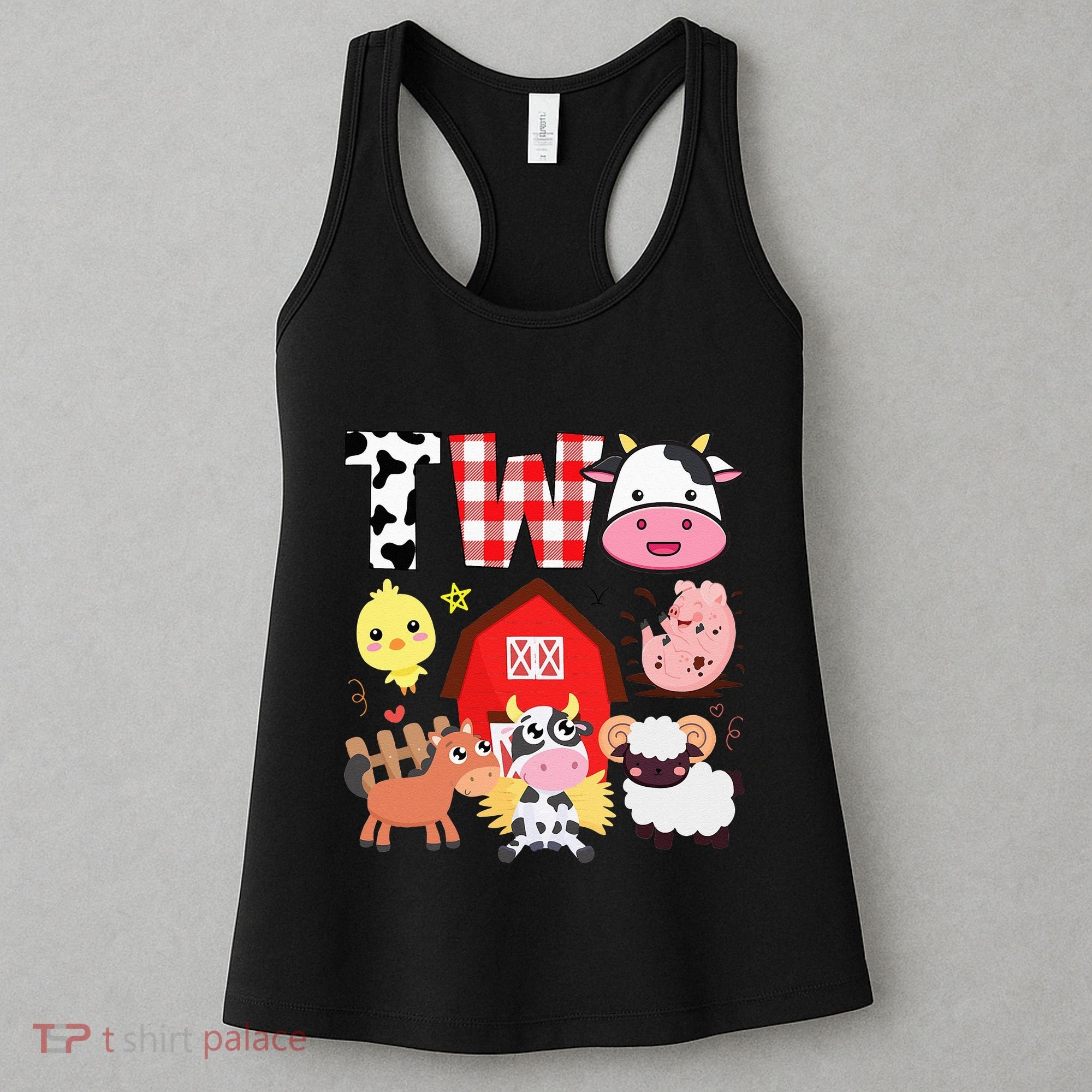 2nd Birthday Two Year Old Farm Theme Animals Birthday Party Women's Tank Top