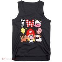 2nd Birthday Two Year Old Farm Theme Animals Birthday Party Tank Top thumb 0