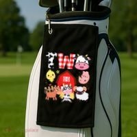 2nd Birthday Two Year Old Farm Theme Animals Birthday Party Golf Towel thumb 2