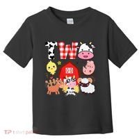 2nd Birthday Two Year Old Farm Theme Animals Birthday Party Toddler T-Shirt thumb 0
