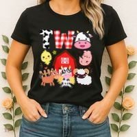 2nd Birthday Two Year Old Farm Theme Animals Birthday Party Women's T-Shirt thumb 2