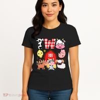 2nd Birthday Two Year Old Farm Theme Animals Birthday Party Women's T-Shirt thumb 4