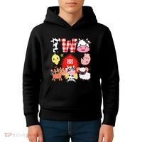 2nd Birthday Two Year Old Farm Theme Animals Birthday Party Kids Hoodie thumb 4