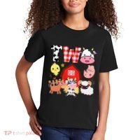 2nd Birthday Two Year Old Farm Theme Animals Birthday Party Kids T-Shirt thumb 2