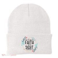 2 Corinthians 5:7 For We Walk By Faith Not By Sight Beanie thumb 0