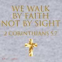 2 Corinthians 5:7 Bible Verse We Walk By Faith Not By Sight Gift Women's Racerback Cropped Tank thumb 2