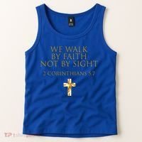 2 Corinthians 5:7 Bible Verse We Walk By Faith Not By Sight Gift Tank Top thumb 2