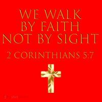 2 Corinthians 5:7 Bible Verse We Walk By Faith Not By Sight Gift Santa Hat thumb 1