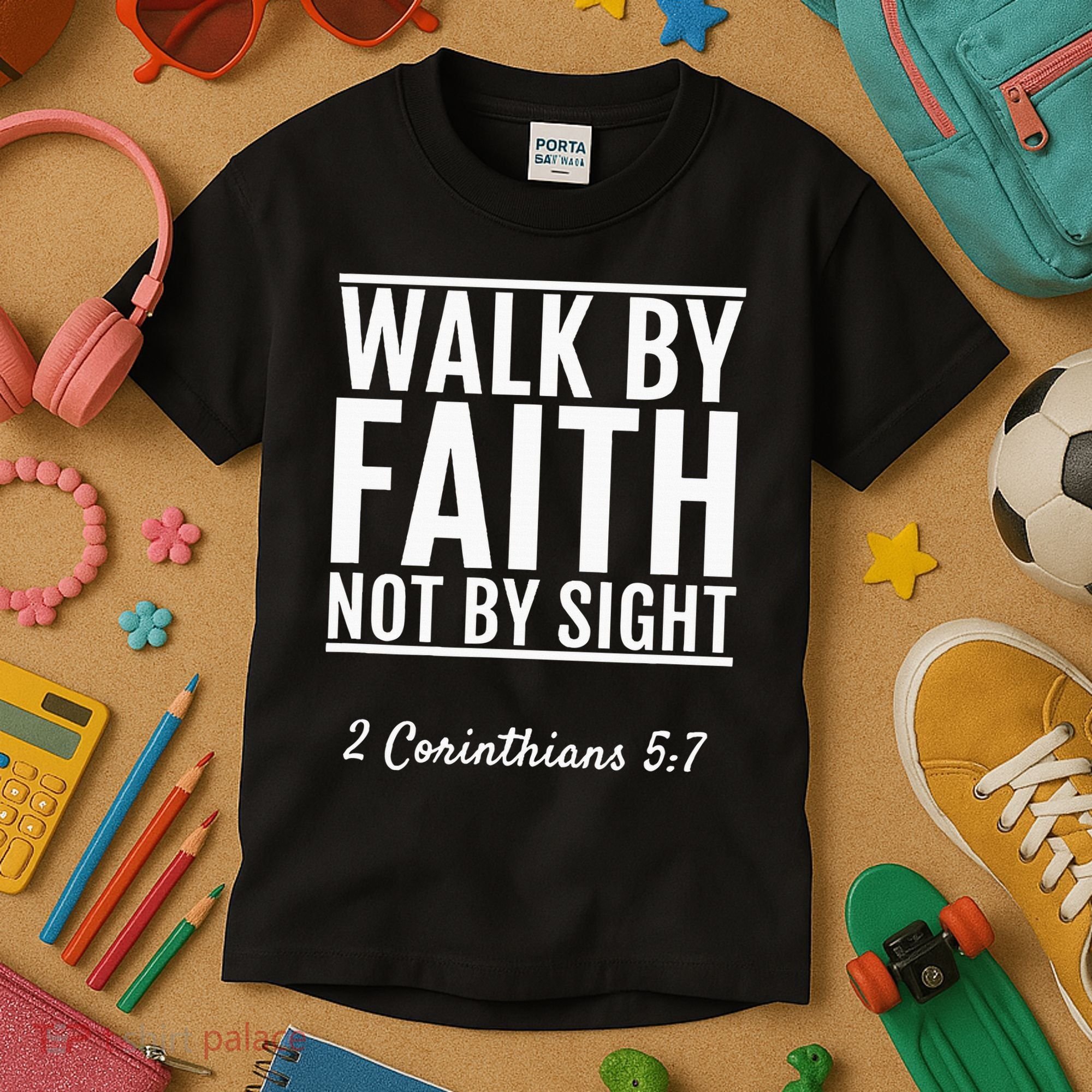 2 Corinthians 57 Walk By Faith Not By Sight Bible Kids T-Shirt