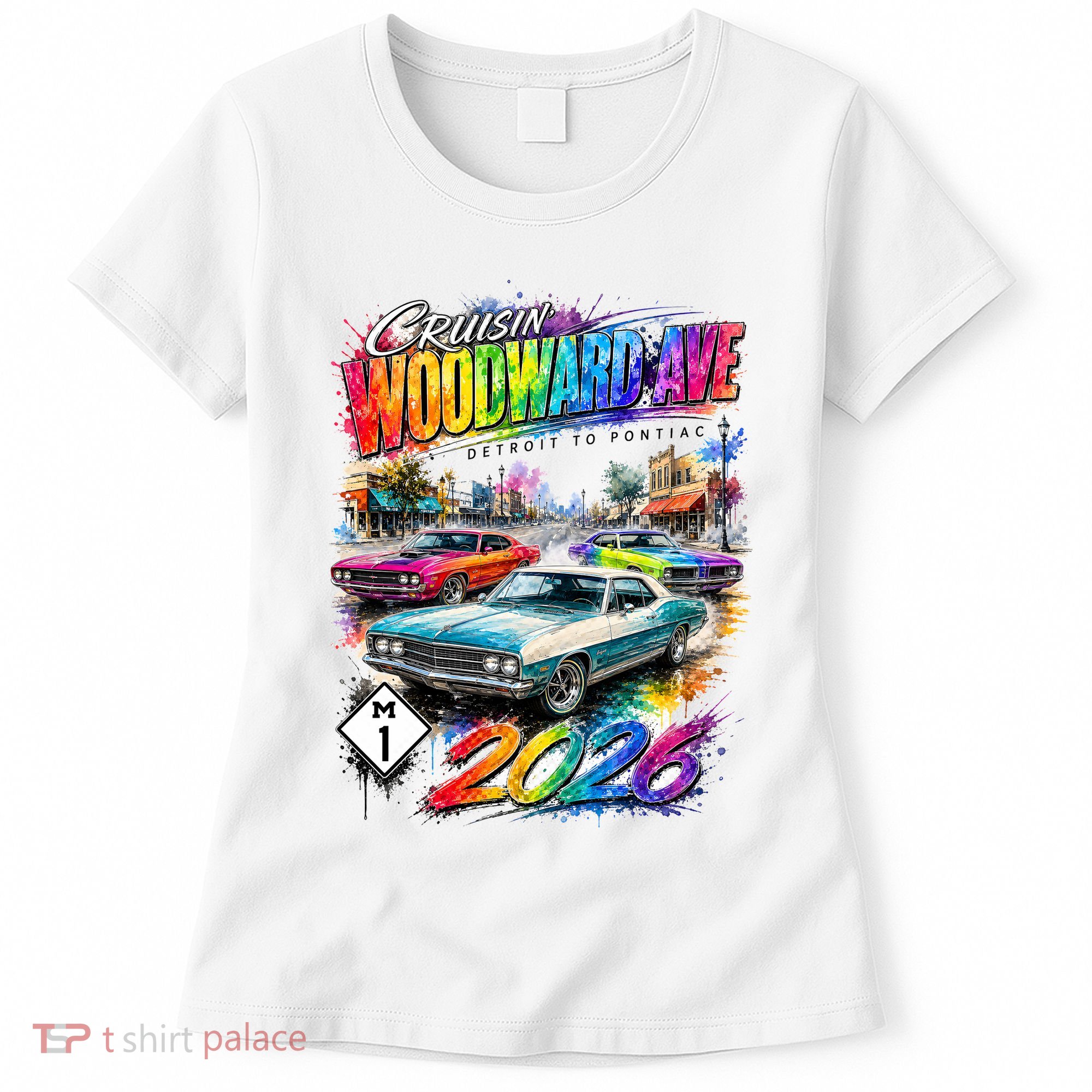 2026 Cruisin’ Woodward Ave M1 Rainbow Boulevard Legends Women's T-Shirt