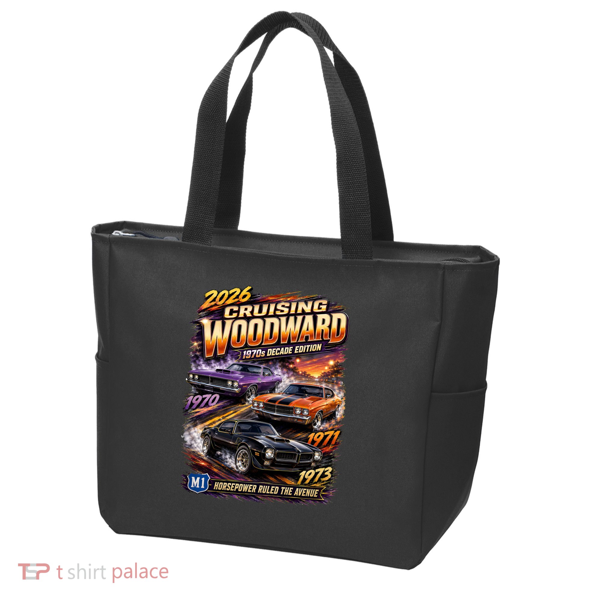 2026 Cruising Woodward M1 - 1970s Horsepower Decade Edition Tote Bag