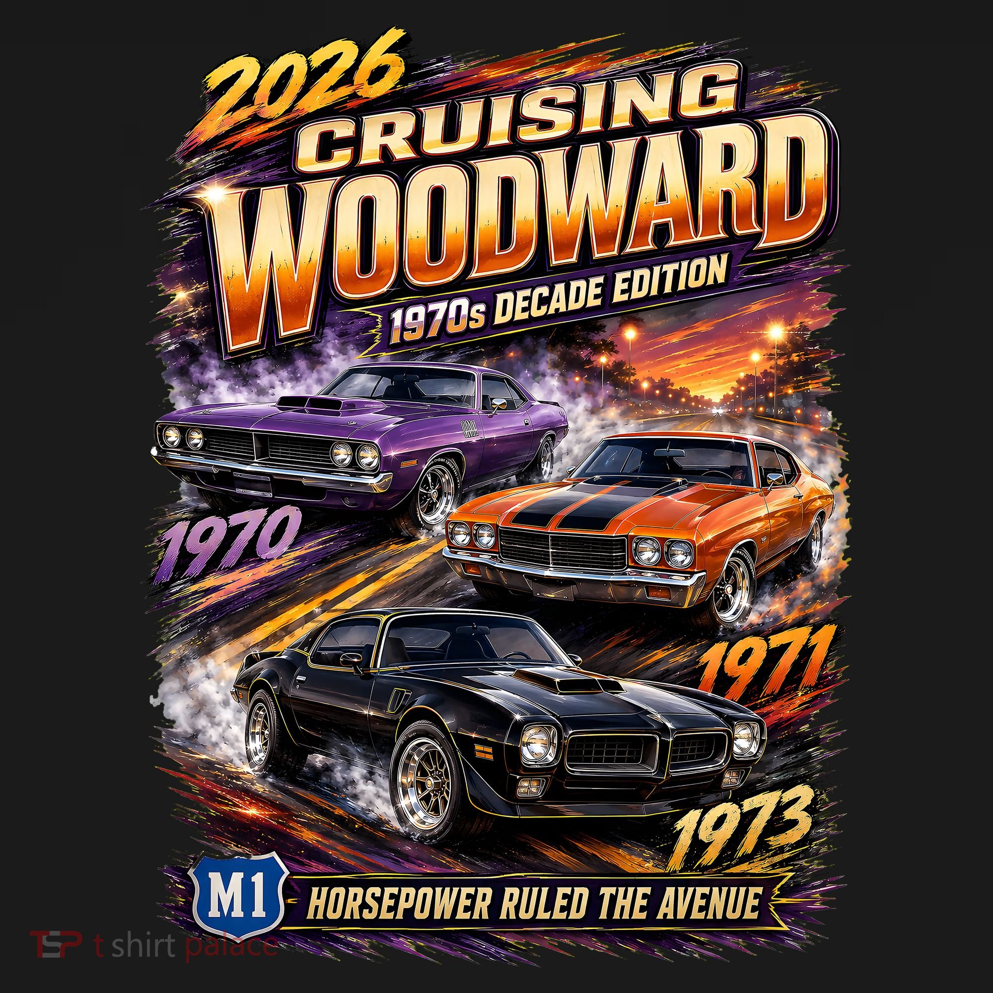 2026 Cruising Woodward M1 - 1970s Horsepower Decade Edition Tote Bag