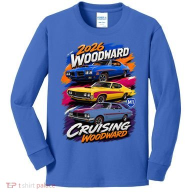 2026 CRUISING WOODWARD THREE MUSCLE LEGENDS Kids Long Sleeve Shirt