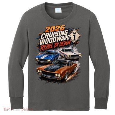 2026 Cruising Woodward Rebel By Design Classics M1 Kids Long Sleeve Shirt