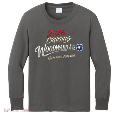 2026 Cruising Woodward Ave M1 Memories Front & Back Kids Long Sleeve Shirt