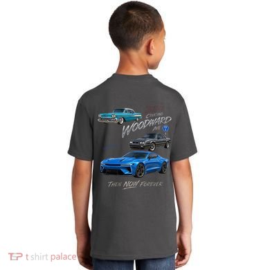 2026 Cruising Woodward Ave M1 Memories Front & Back Kids T-Shirt back