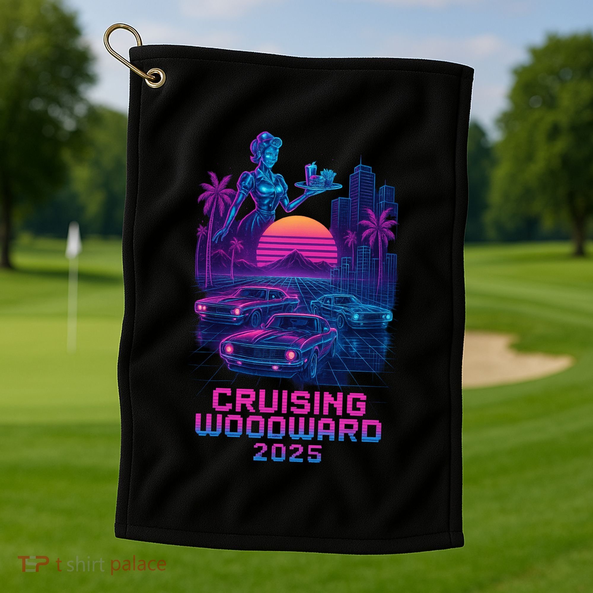 2025 Cruising Woodward Neon Vibes Golf Towel