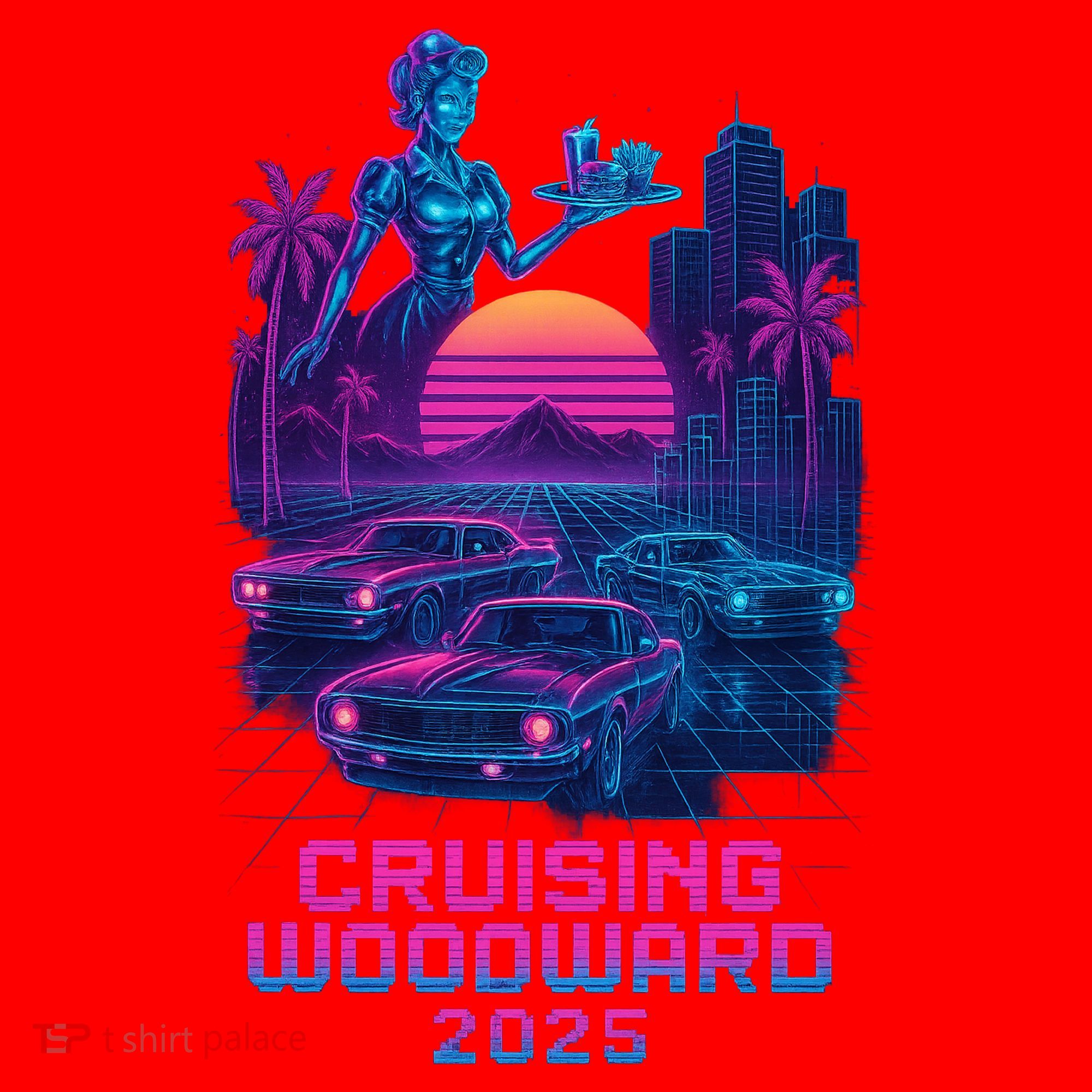 2025 Cruising Woodward Neon Vibes Santa Hat