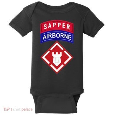 20th Engineer Brigade Patch W Airborne And Sapper Tab Baby Bodysuit