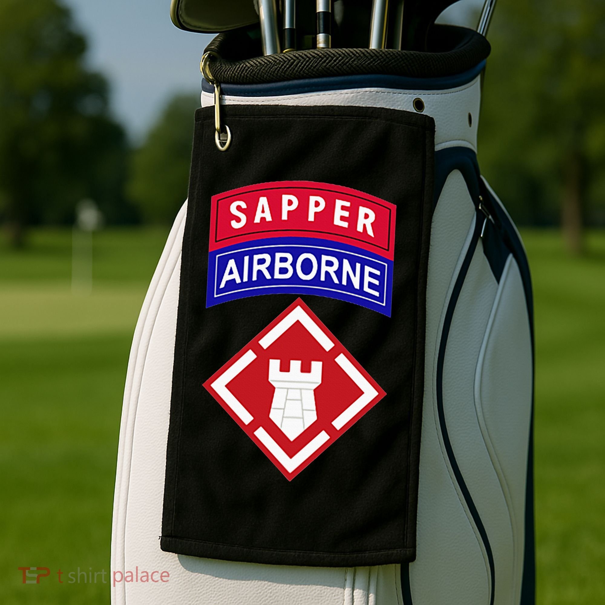 20th Engineer Brigade Patch W Airborne And Sapper Tab Golf Towel