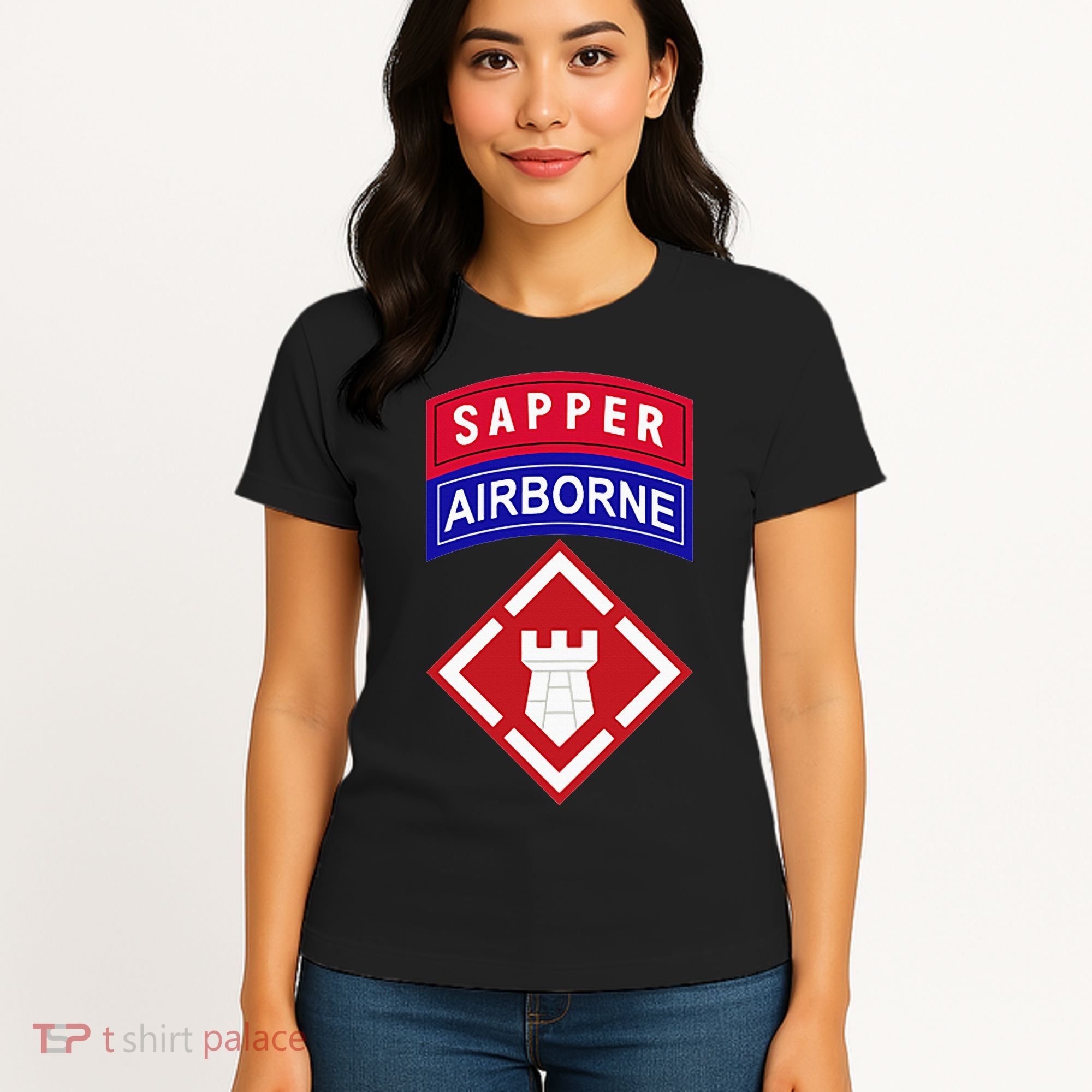 20th Engineer Brigade Patch W Airborne And Sapper Tab Women's T-Shirt