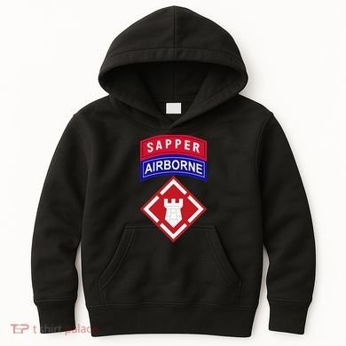 20th Engineer Brigade Patch W Airborne And Sapper Tab Kids Hoodie