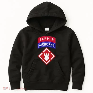 20th Engineer Brigade Patch W Airborne And Sapper Tab Kids Hoodie