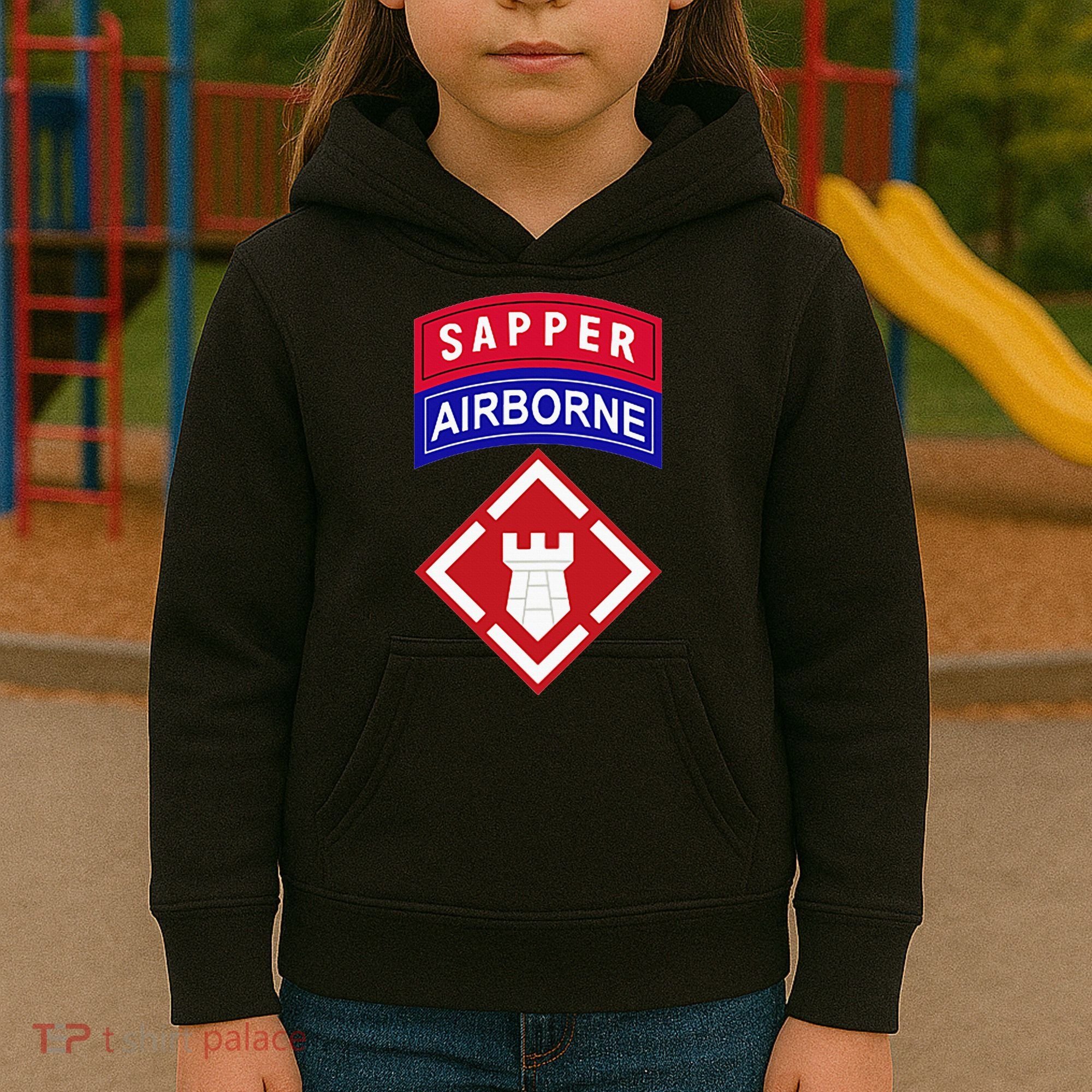 20th Engineer Brigade Patch W Airborne And Sapper Tab Kids Hoodie