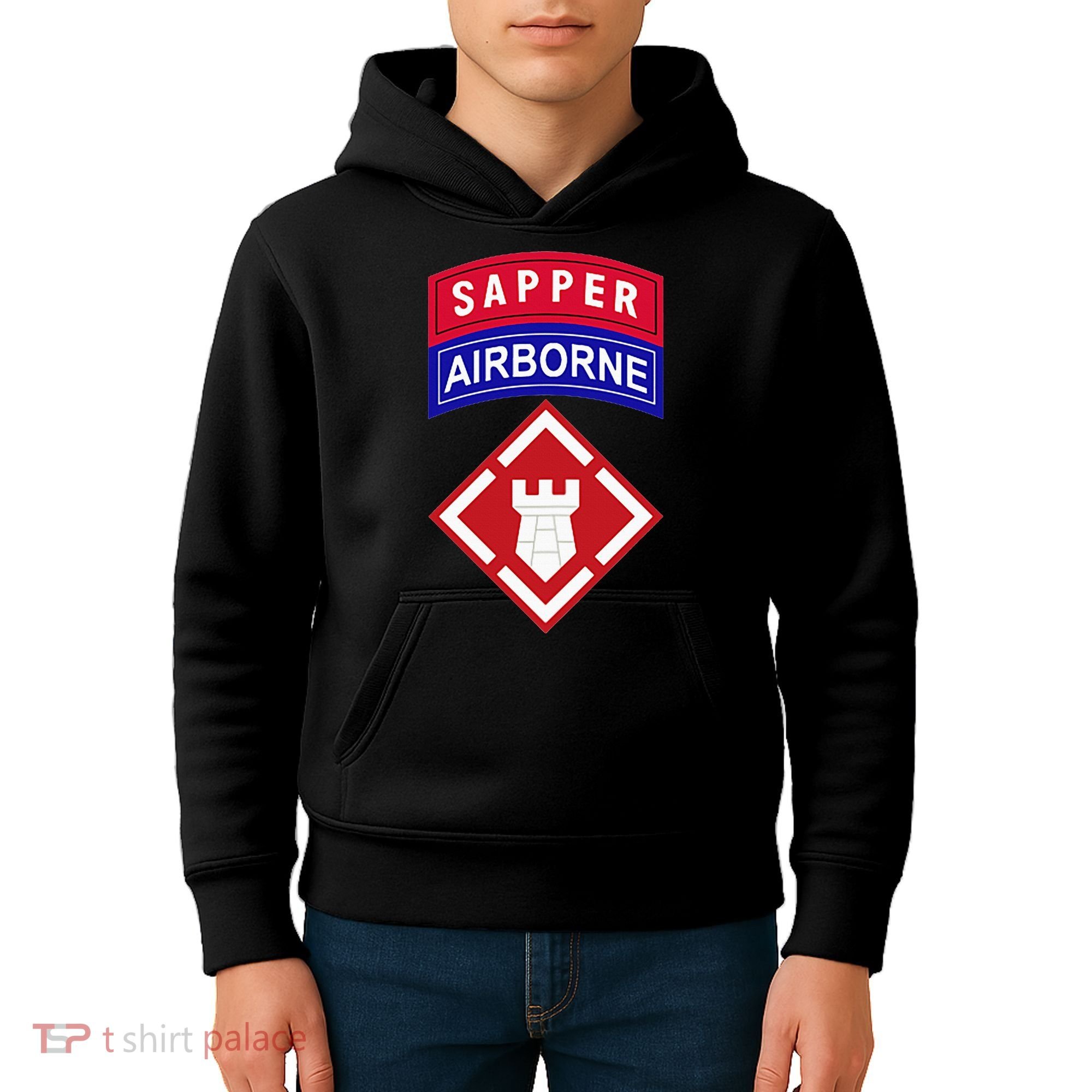 20th Engineer Brigade Patch W Airborne And Sapper Tab Kids Hoodie