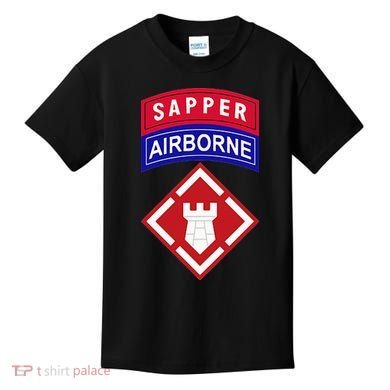20th Engineer Brigade Patch W Airborne And Sapper Tab Kids T-Shirt