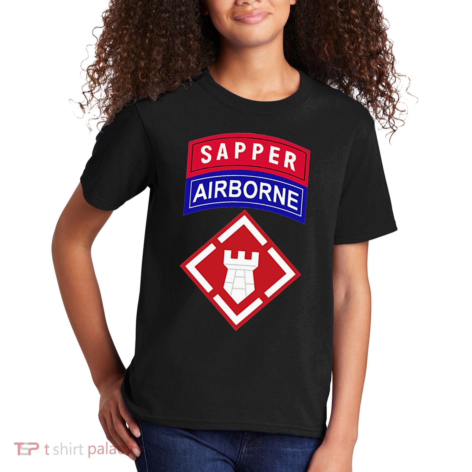 20th Engineer Brigade Patch W Airborne And Sapper Tab Kids T-Shirt