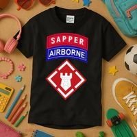 20th Engineer Brigade Patch W Airborne And Sapper Tab Kids T-Shirt thumb 3