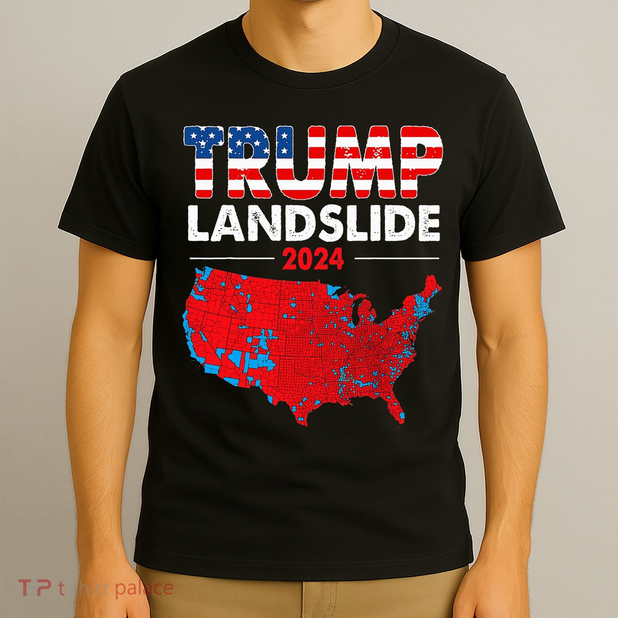 2024 Electoral Map Trump Landslide Red Election Map T-Shirt