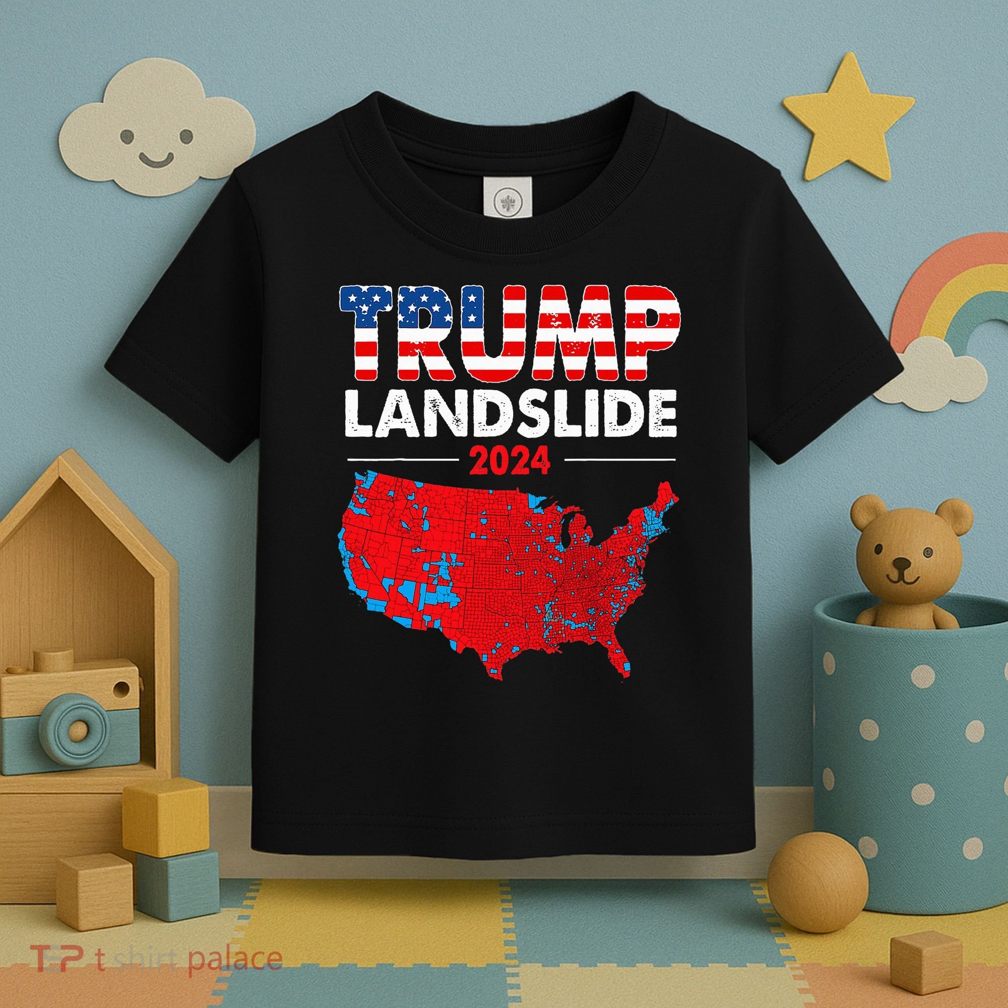2024 Electoral Map Trump Landslide Red Election Map Toddler T-Shirt