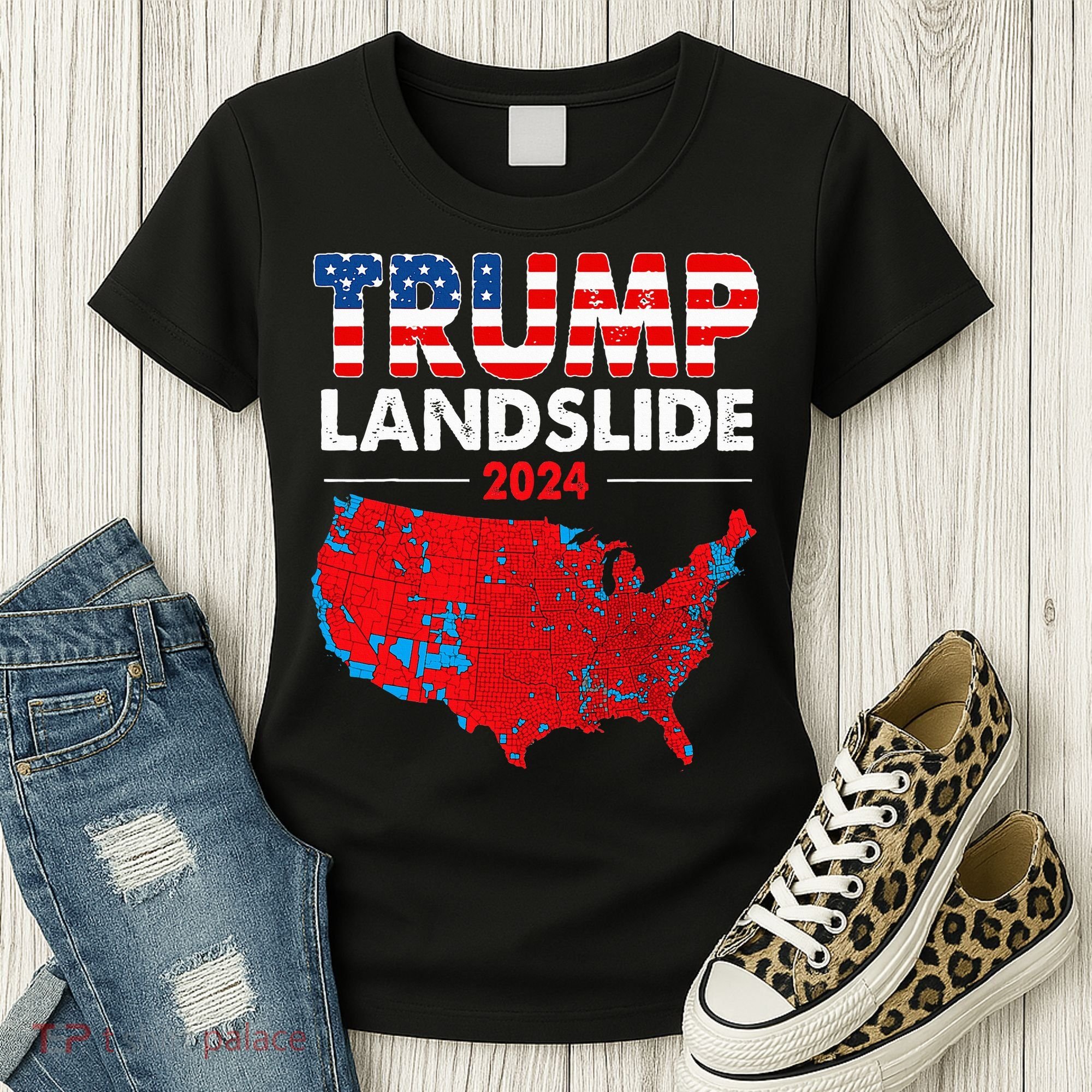 2024 Electoral Map Trump Landslide Red Election Map Women's T-Shirt