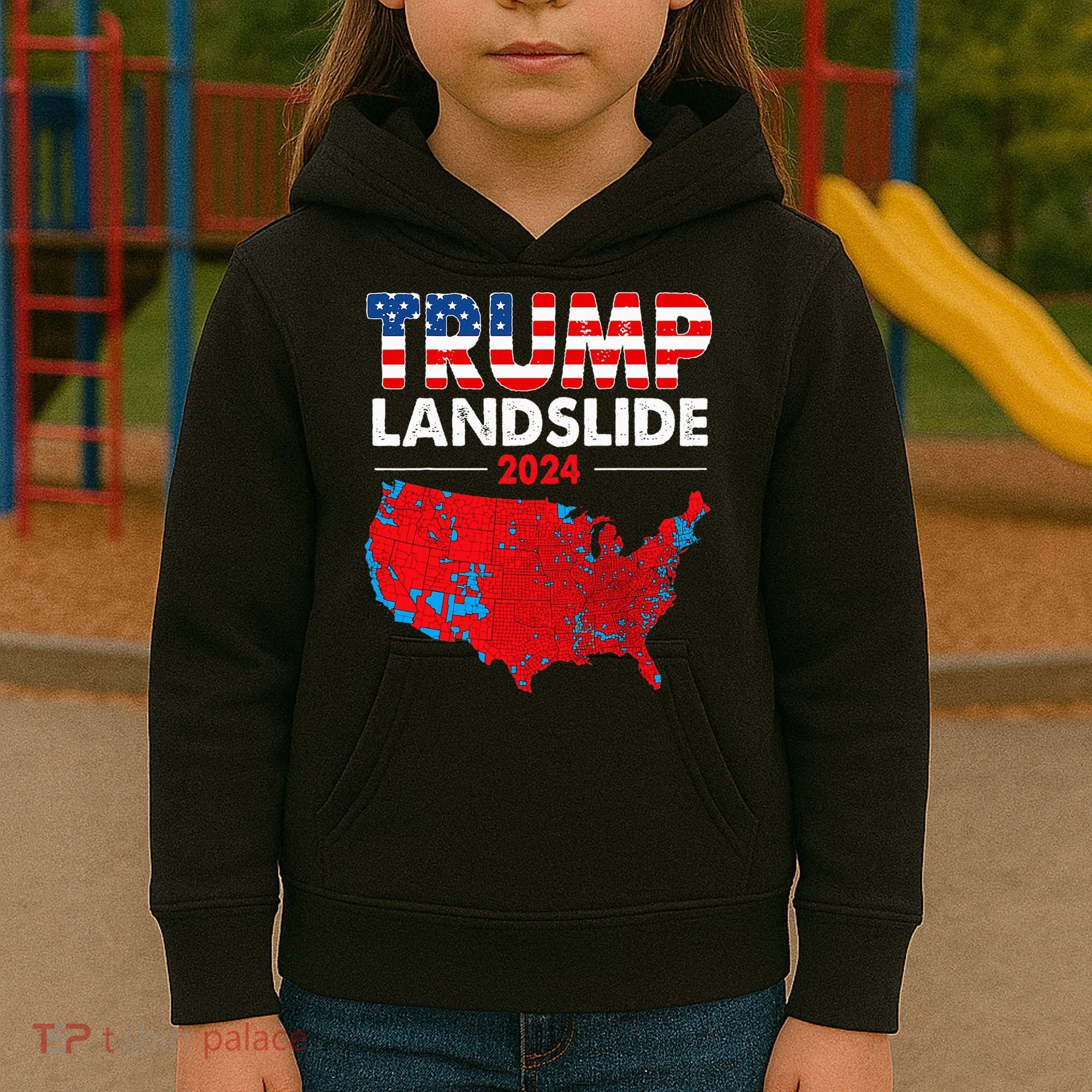 2024 Electoral Map Trump Landslide Red Election Map Kids Hoodie