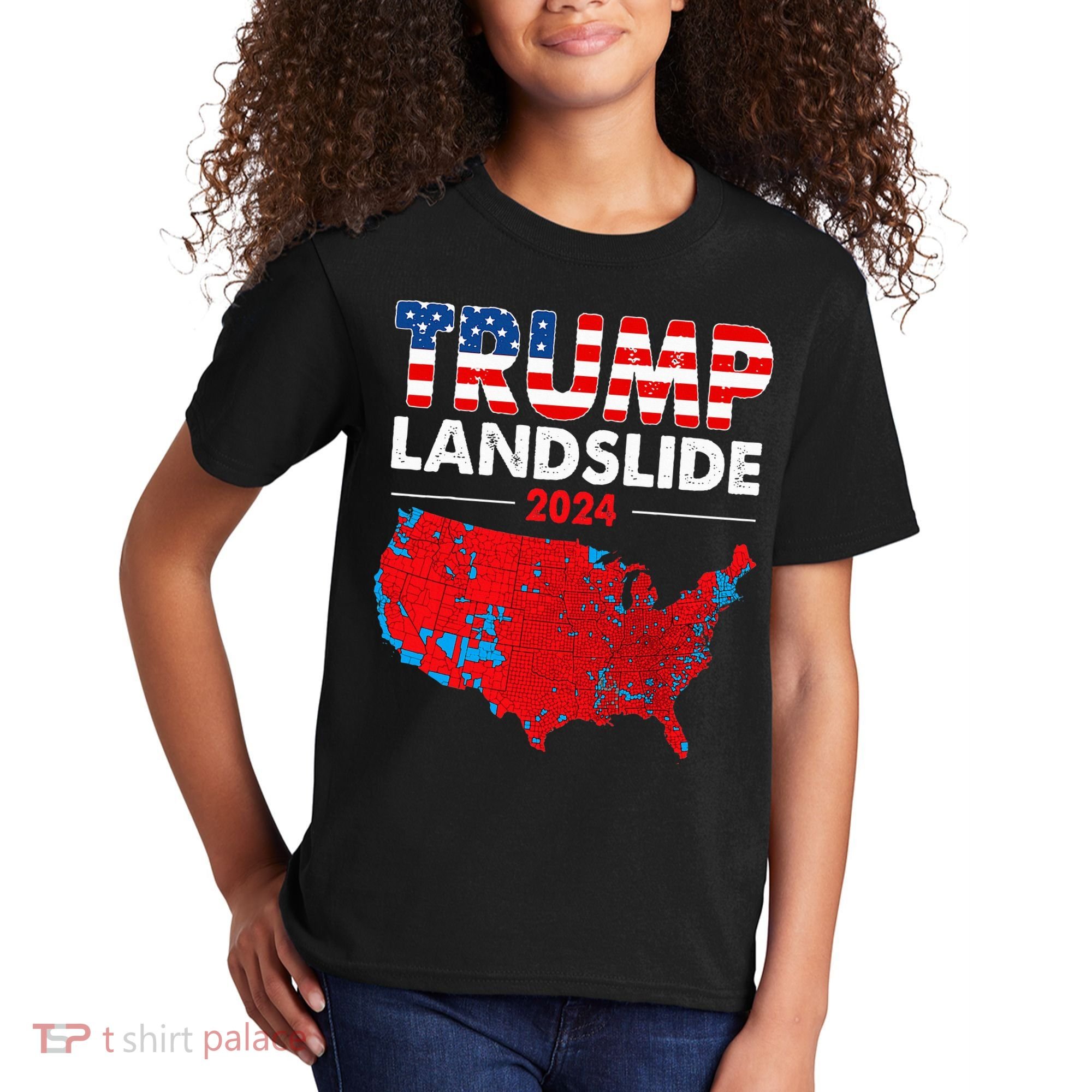 2024 Electoral Map Trump Landslide Red Election Map Kids T-Shirt