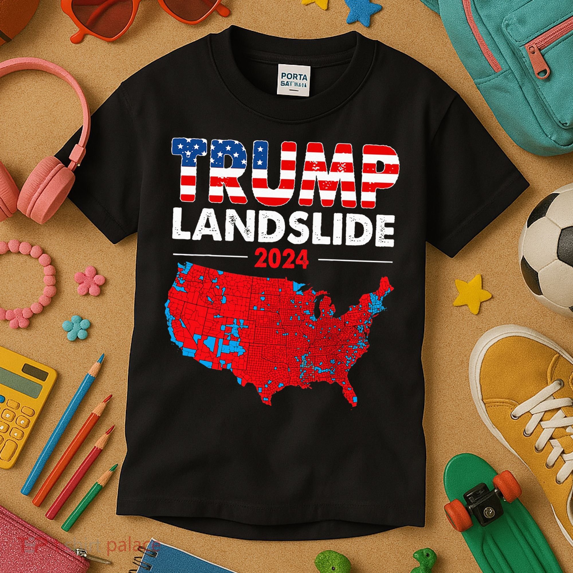 2024 Electoral Map Trump Landslide Red Election Map Kids T-Shirt