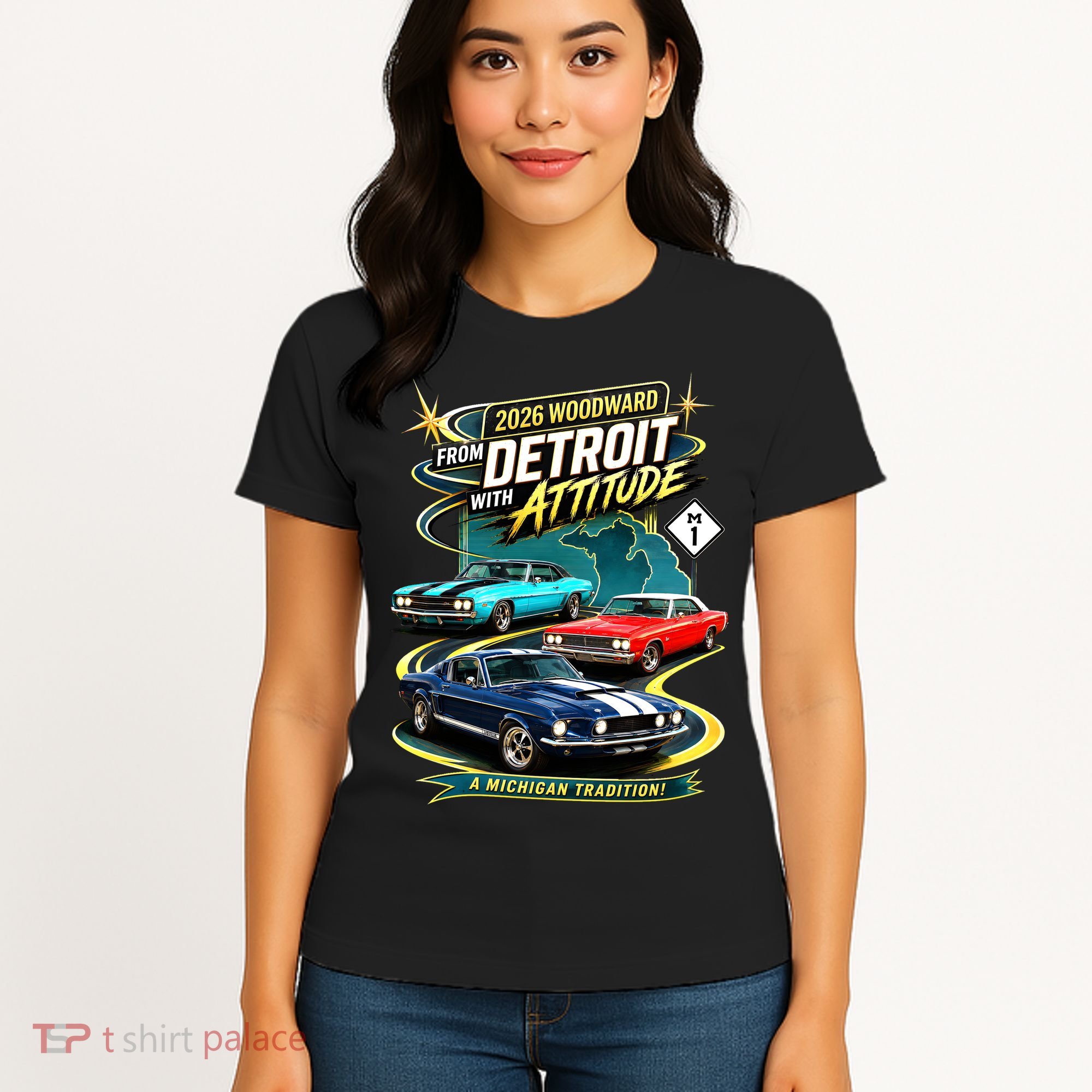 2026 From Detroit With Attitude A Michigan Tradition Woodward Ave M1 Women's T-Shirt