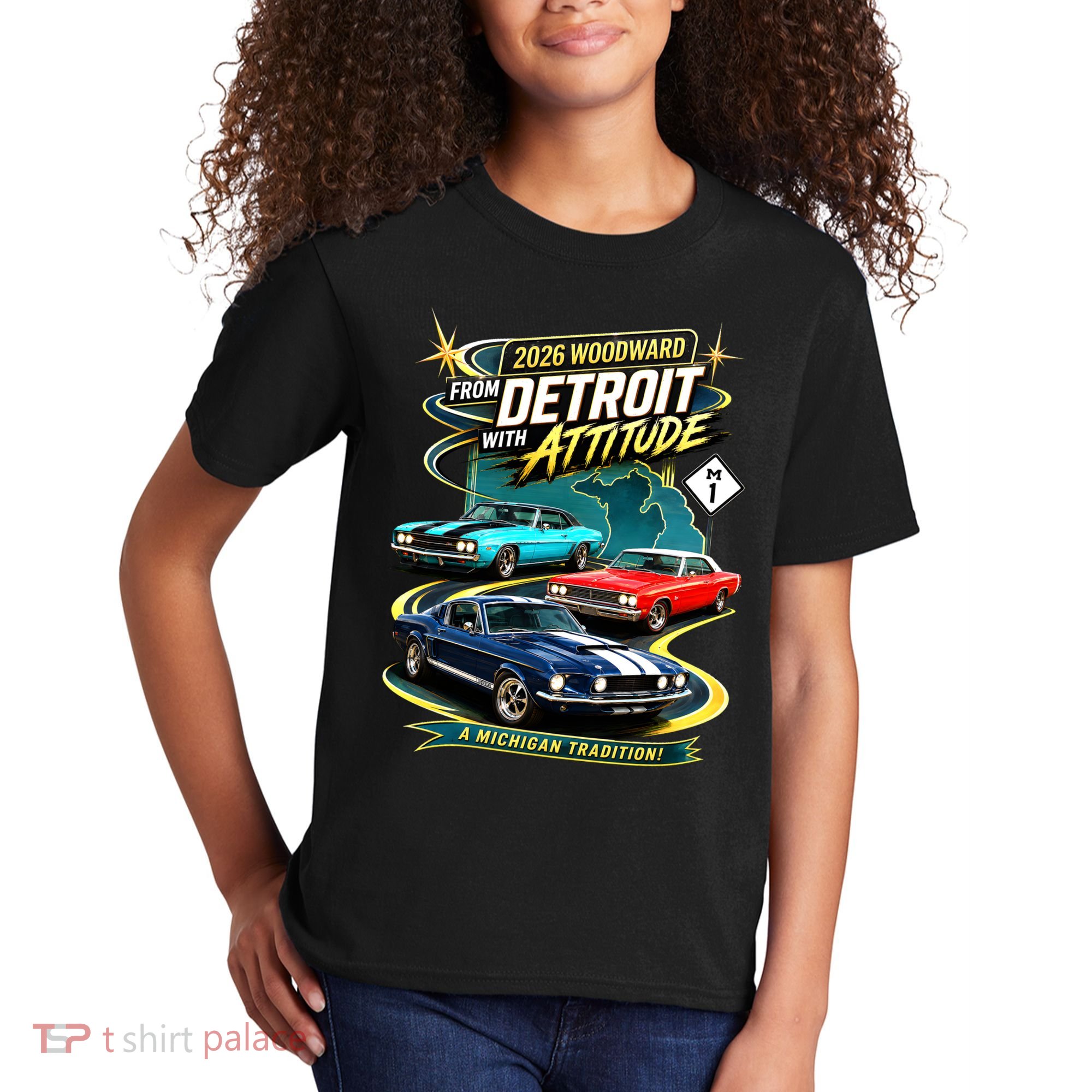 2026 From Detroit With Attitude A Michigan Tradition Woodward Ave M1 Kids T-Shirt