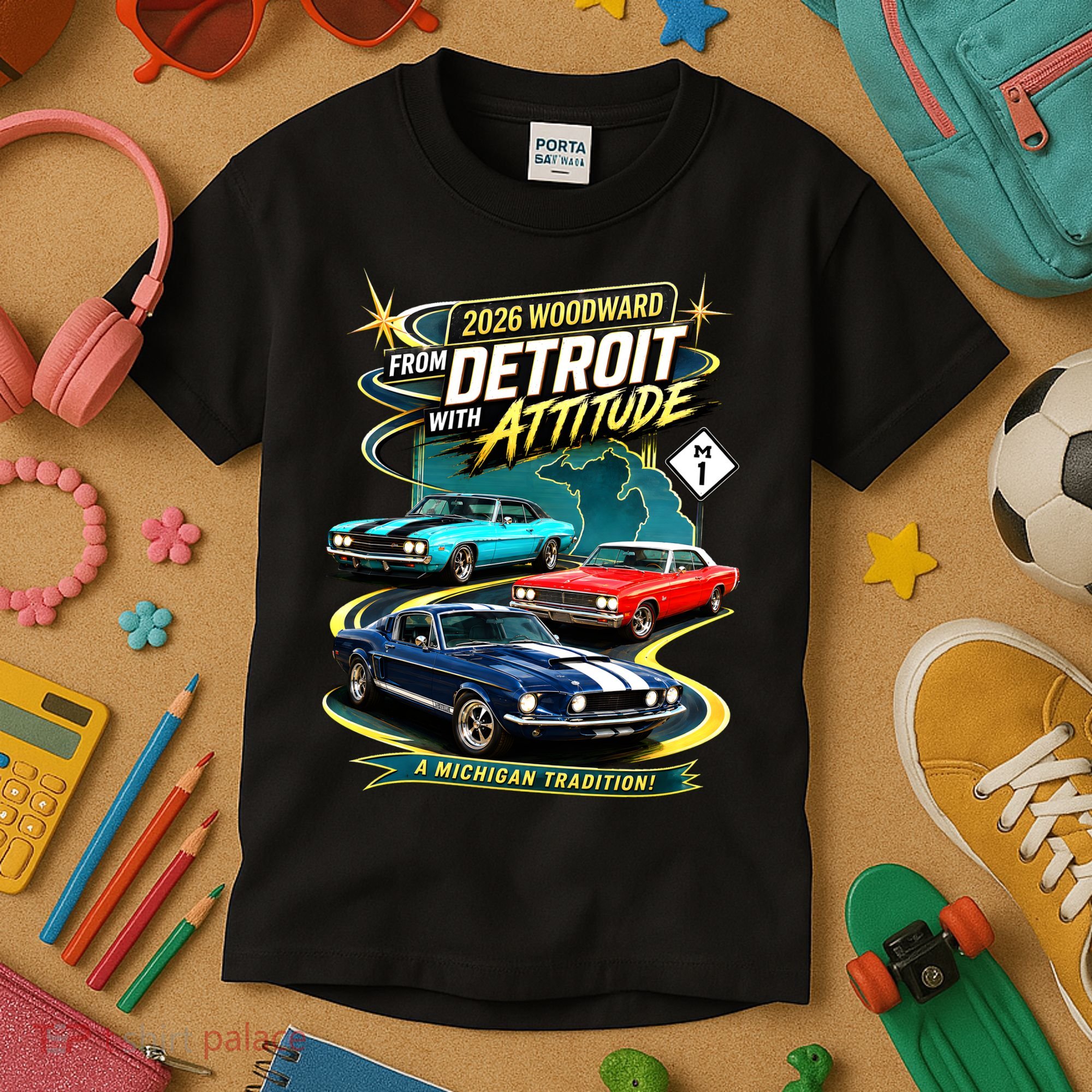 2026 From Detroit With Attitude A Michigan Tradition Woodward Ave M1 Kids T-Shirt