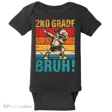 2nd Grade Bruh Dabbing Boy Second Grade Squad Boy Student Baby Bodysuit