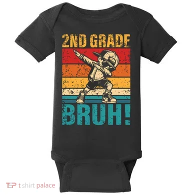 2nd Grade Bruh Dabbing Boy Second Grade Squad Boy Student Baby Bodysuit