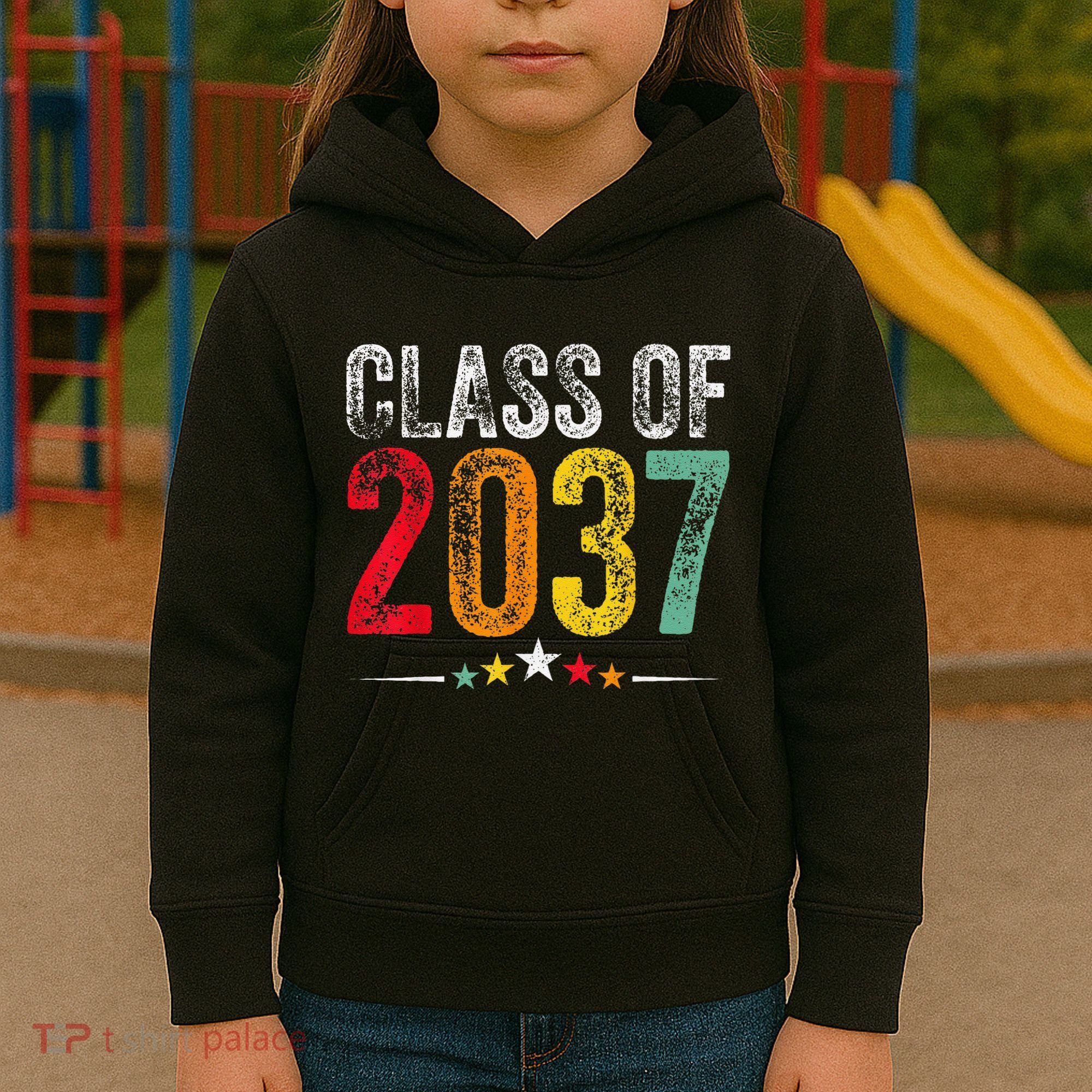 2037 Graduation Class Of 2037 Grow With Me Retro Kids Hoodie