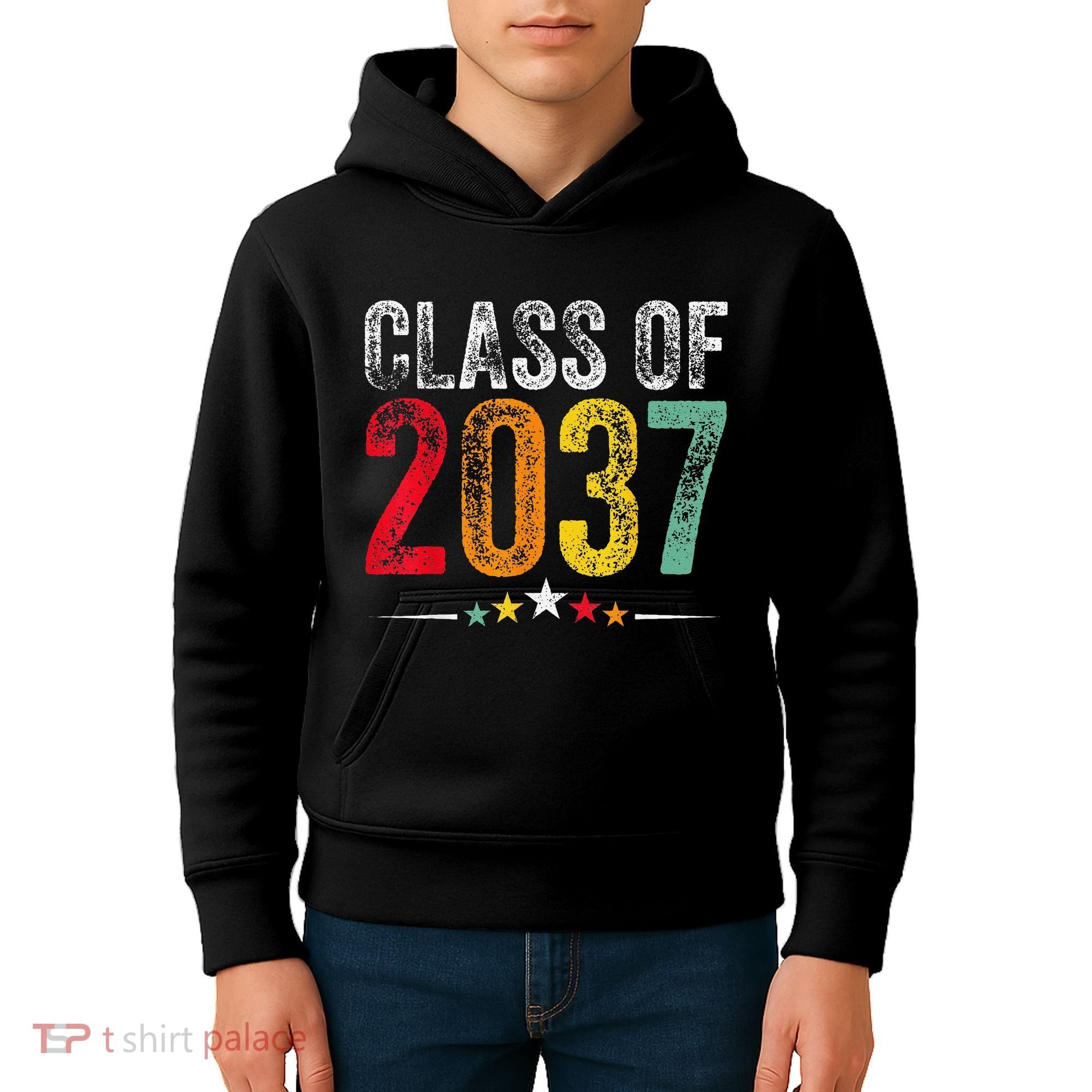 2037 Graduation Class Of 2037 Grow With Me Retro Kids Hoodie