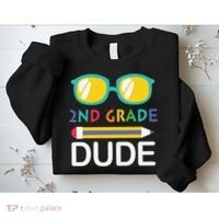 2nd Grade Dude Glasses Back School First Day Of School Sweatshirt thumb 2