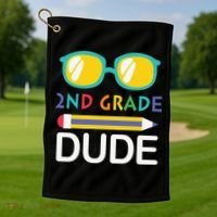 2nd Grade Dude Glasses Back School First Day Of School Golf Towel thumb 1