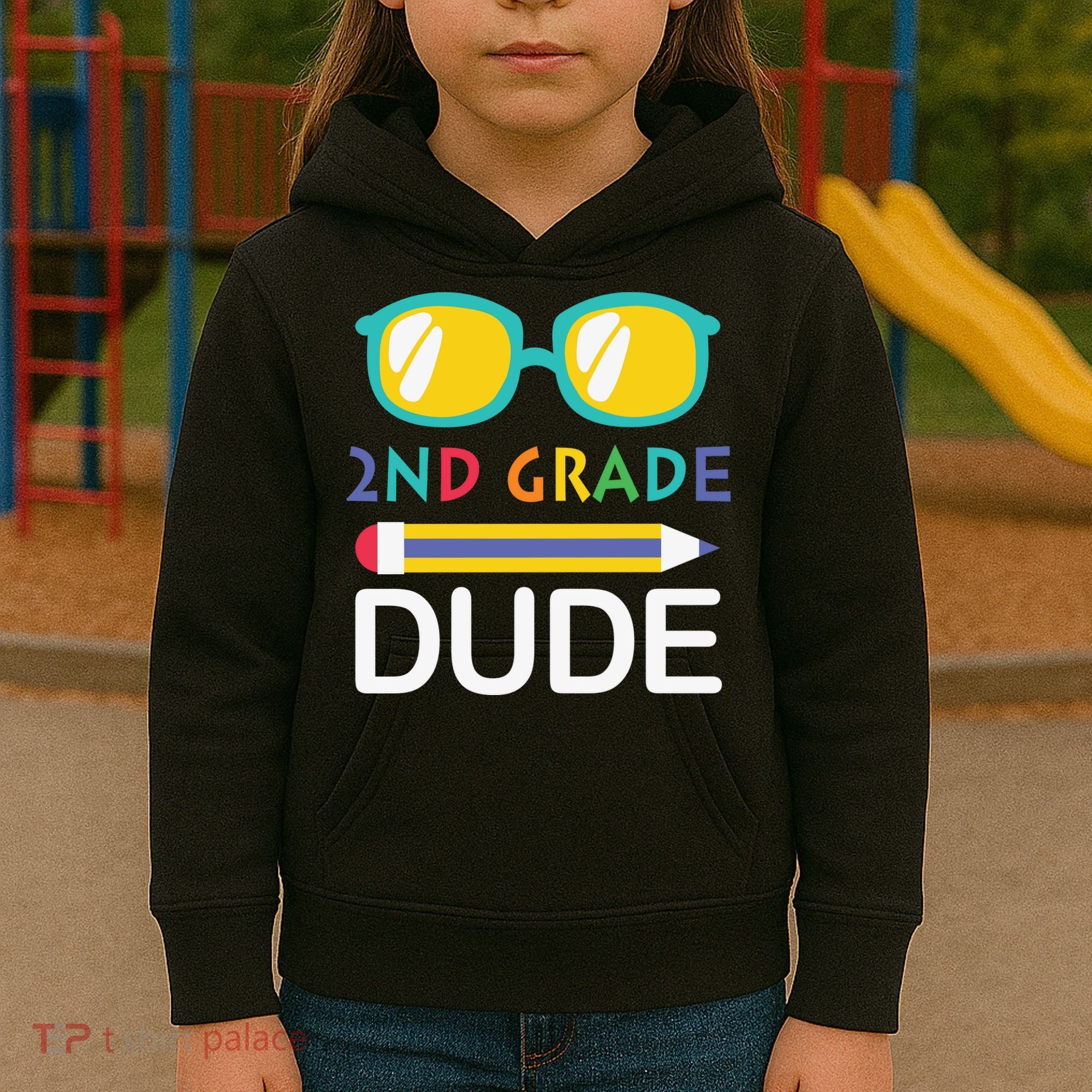 2nd Grade Dude Glasses Back School First Day Of School Kids Hoodie