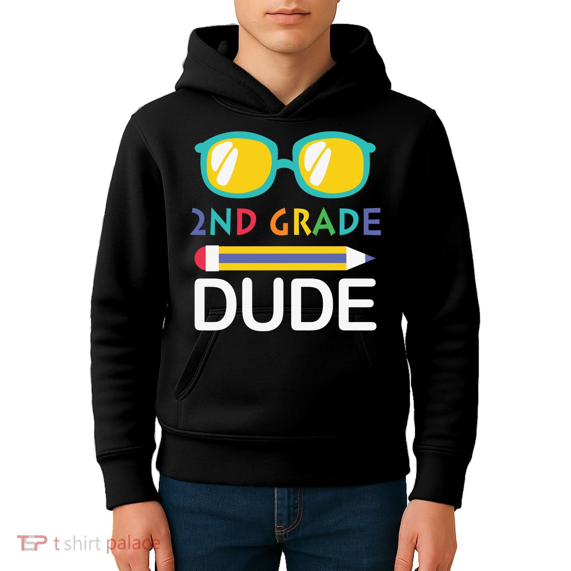 2nd Grade Dude Glasses Back School First Day Of School Kids Hoodie